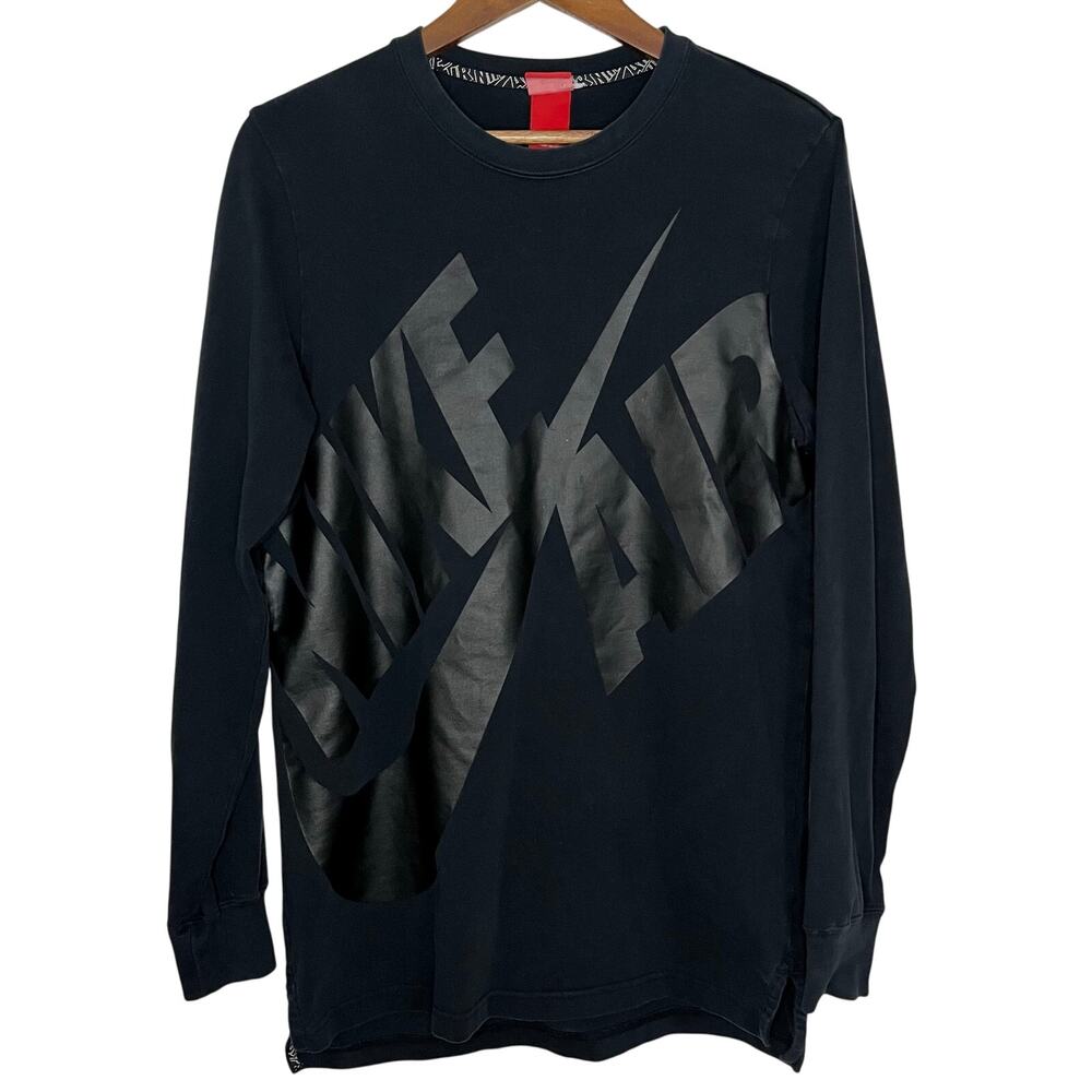 Nike Air Black Long Sweatshirt Pullover Big Logo Men’s Size M Gym Athletic